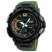 SKMEI 1343 Мужские двойные водонепроницаемые армейские часы Кварцевые аналоговые цифровые спортивные часы